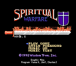 Spiritual Warfare title screen for NES